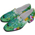 White And Purple Coneflowers And Yellow Rudbeckia Women s Chunky Heel Loafers View2