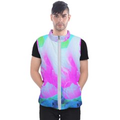 Abstract Pink Hibiscus Bloom With Flower Power Men s Puffer Vest by myrubiogarden