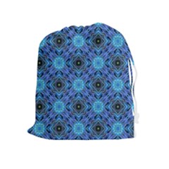 Blue Tile Wallpaper Texture Drawstring Pouch (xl) by Pakrebo