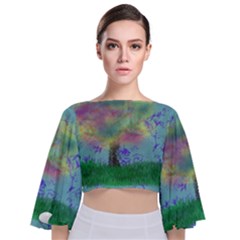 Paradise Tie Back Butterfly Sleeve Chiffon Top by PurpleDuckyDesigns