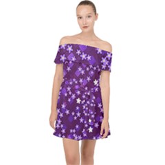 Textile Cross Pattern Square Off Shoulder Chiffon Dress by Pakrebo