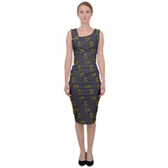 No Step On Snek Pattern Charcoal Dark Gray Background Meme Sleeveless Pencil Dress by snek