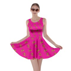 No Step On Snek Pattern Pink Background Meme Skater Dress by snek