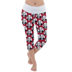Trump Retro Face Pattern Maga Red Us Patriot Lightweight Velour Capri Yoga Leggings by snek