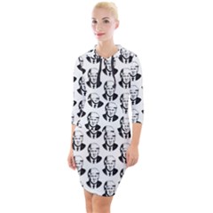 Trump Retro Face Pattern Maga Black And White Us Patriot Quarter Sleeve Hood Bodycon Dress by snek