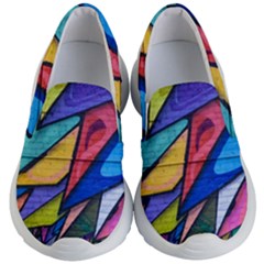 Urban Colorful Graffiti Brick Wall Industrial Scale Abstract Pattern Kids  Lightweight Slip Ons by genx