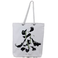 Tea Calligraphy Full Print Rope Handle Tote (large) by EMWdesign