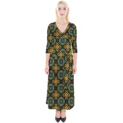 Kaleidoscope Pattern Seamless Quarter Sleeve Wrap Maxi Dress by Pakrebo