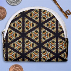 Pattern Stained Glass Triangles Horseshoe Style Canvas Pouch by Pakrebo