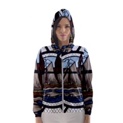 Window Image Stained Glass Hooded Windbreaker (women) by Pakrebo