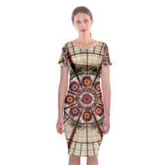 Pattern Round Abstract Geometric Classic Short Sleeve Midi Dress by Pakrebo