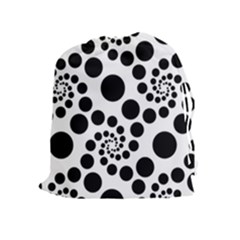 Dot Dots Round Black And White Drawstring Pouch (xl) by Pakrebo