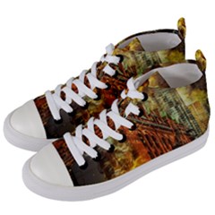 Flat Iron Building Architecture Women s Mid-top Canvas Sneakers by Pakrebo