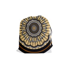 Mandala Pattern Round Ethnic Drawstring Pouch (medium) by Pakrebo