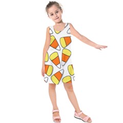 Candy Corn Halloween Candy Candies Kids  Sleeveless Dress by Pakrebo