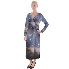 Cosmic Constellation Velvet Maxi Wrap Dress by WensdaiAmbrose