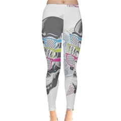 Illustration Skull Rainbow Inside Out Leggings by Mariart