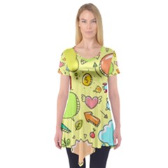 Cute Sketch Child Graphic Funny Short Sleeve Tunic  by Pakrebo