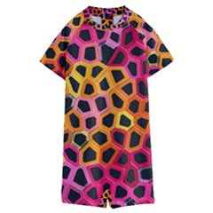 Mosaic Structure Pattern Background Kids  Boyleg Half Suit Swimwear by Pakrebo
