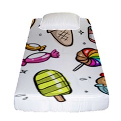 Doodle Cartoon Drawn Cone Food Fitted Sheet (single Size) by Pakrebo