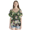 Mosaic Structure Pattern Background V-Neck Flutter Sleeve Top View1