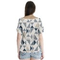 Geometric Triangle Modern Mosaic V-Neck Flutter Sleeve Top View2