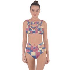 Model Mosaic Wallpaper Texture Bandaged Up Bikini Set  by Pakrebo
