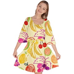 Seamless Pattern Fruit Velour Kimono Dress by Mariart
