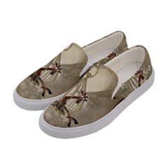 Funny Giraffe With Herats And Butterflies Women s Canvas Slip Ons by FantasyWorld7