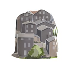 Village Place Portugal Landscape Drawstring Pouch (xl) by Pakrebo