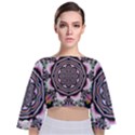 Pattern Abstract Background Art Tie Back Butterfly Sleeve Chiffon Top View1