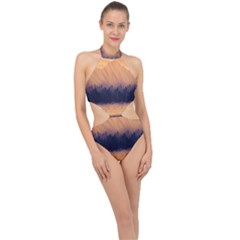 Landscape Nature Mountains Sky Halter Side Cut Swimsuit by Pakrebo