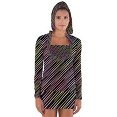 Pattern Abstract Desktop Fabric Long Sleeve Hooded T-shirt by Pakrebo