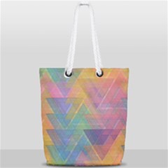 Triangle Pattern Mosaic Shape Full Print Rope Handle Tote (small) by Pakrebo