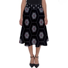 Geometric Pattern - Black Perfect Length Midi Skirt by WensdaiAmbrose