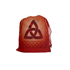 The Celtic Knot In Red Colors Drawstring Pouch (medium) by FantasyWorld7