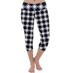 Square Diagonal Pattern Capri Yoga Leggings by Mariart