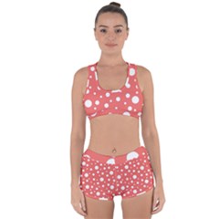 Polka Dot On Living Coral Racerback Boyleg Bikini Set by LoolyElzayat