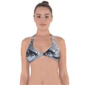 Awesome Black And White Wolf In The Dark Night Halter Neck Bikini Top View1