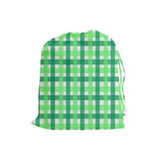Sweet Pea Green Gingham Drawstring Pouch (large) by WensdaiAmbrose