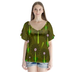 Zappwaits V-neck Flutter Sleeve Top by zappwaits