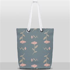 Florets In Grey Full Print Rope Handle Tote (small) by WensdaiAmbrose