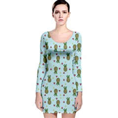 Pineapple Watermelon Fruit Lime Long Sleeve Velvet Bodycon Dress by Mariart