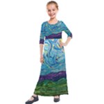 A Very Very Starry Night Kids  Quarter Sleeve Maxi Dress