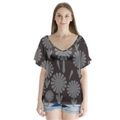 Zappwaits V-neck Flutter Sleeve Top by zappwaits