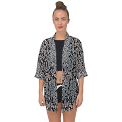 Black And White Abstract Open Front Chiffon Kimono by retrotoomoderndesigns