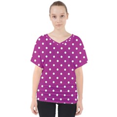 Fuschia Polka Dot V-neck Dolman Drape Top by retrotoomoderndesigns