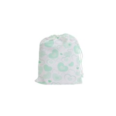 Pastel Green Hearts Drawstring Pouch (xs) by retrotoomoderndesigns