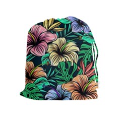 Hibiscus Dream Drawstring Pouch (xl) by retrotoomoderndesigns