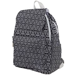 Black And White Filigree Top Flap Backpack by retrotoomoderndesigns